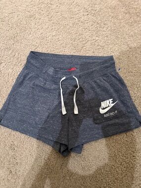 Nike Women's Heather Navy Drawstring Athletic Shorts with Logo Pocket